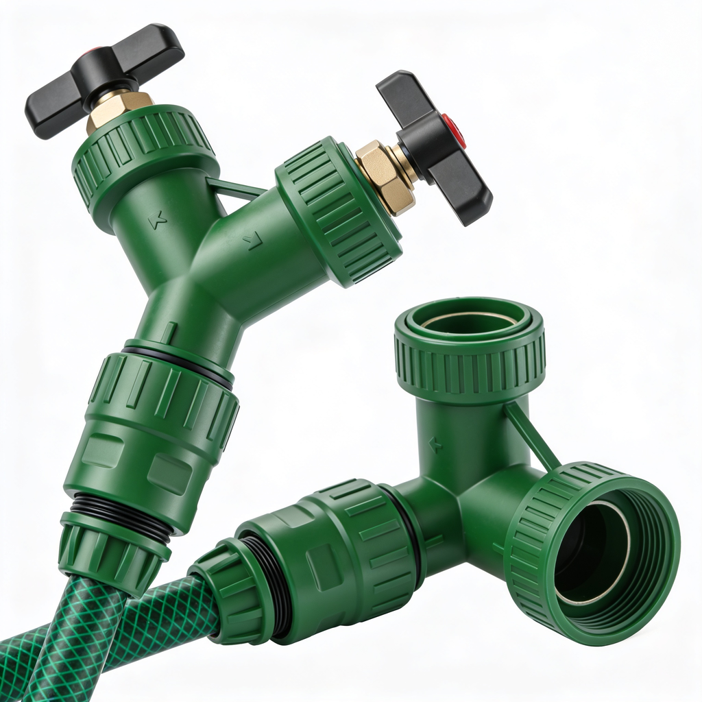 PottedPlant plants 2 Way Hose Splitter Heavy Duty - Metal Y Garden Hose Splitter with Shutoff Valves, Brass Outdoor Faucet Adapter for Spigot, 3/4 Inch GHT Water Hose Connector - Green
